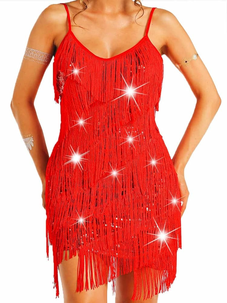 Nicute Women’s Sequin Fringe Dress Sparkly 1920s Flapper Dress Tassel Dresses Tango Ballroom La... | Amazon (US)
