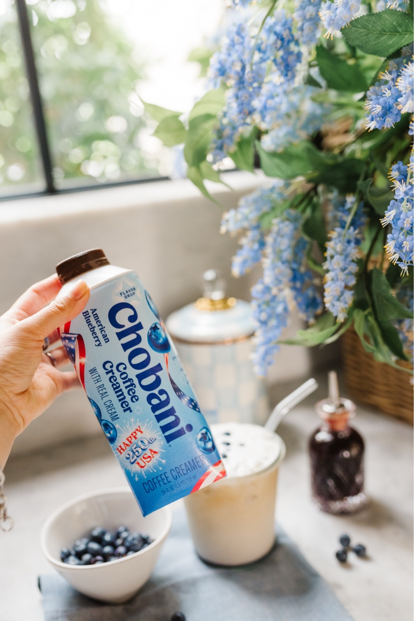#ad @Chobani new American Blueberry has been my go to for Blueberry Iced lattes that’s available at @target 🫐 Blueberry Iced Latte Recipe ☕️ #TargetPartner #coffetok #coffeereview #chobanicreamer @shop.ltk #liketkit 

• 2 shots espresso
• Splash of American Blueberry Chobani Creamer
• 1/2 cup milk
• Ice
Blueberry Cold Foam:
• 1/2 cup heavy whipping cream
• 1/4 cup American Blueberry Chobani Creamer
• 1/2 cup homemade smashed blueberries
• 1/2 cup sugar
Whip cold foam ingredients together until light and frothy, pour over your iced latte, and enjoy 💙

#LTKHome #LTKSeasonal #LTKmomlife