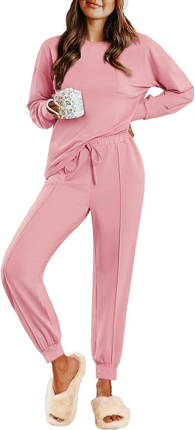 Ekouaer Lounge Sets for Women 2 Piece Jogger Pajama Long Sleeve Pants Loungewear Sweatsuits Casua... | Amazon (US)