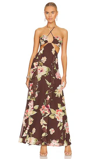 Cyrus Maxi Dress in Brown Saffron Floral | Revolve Clothing (Global)