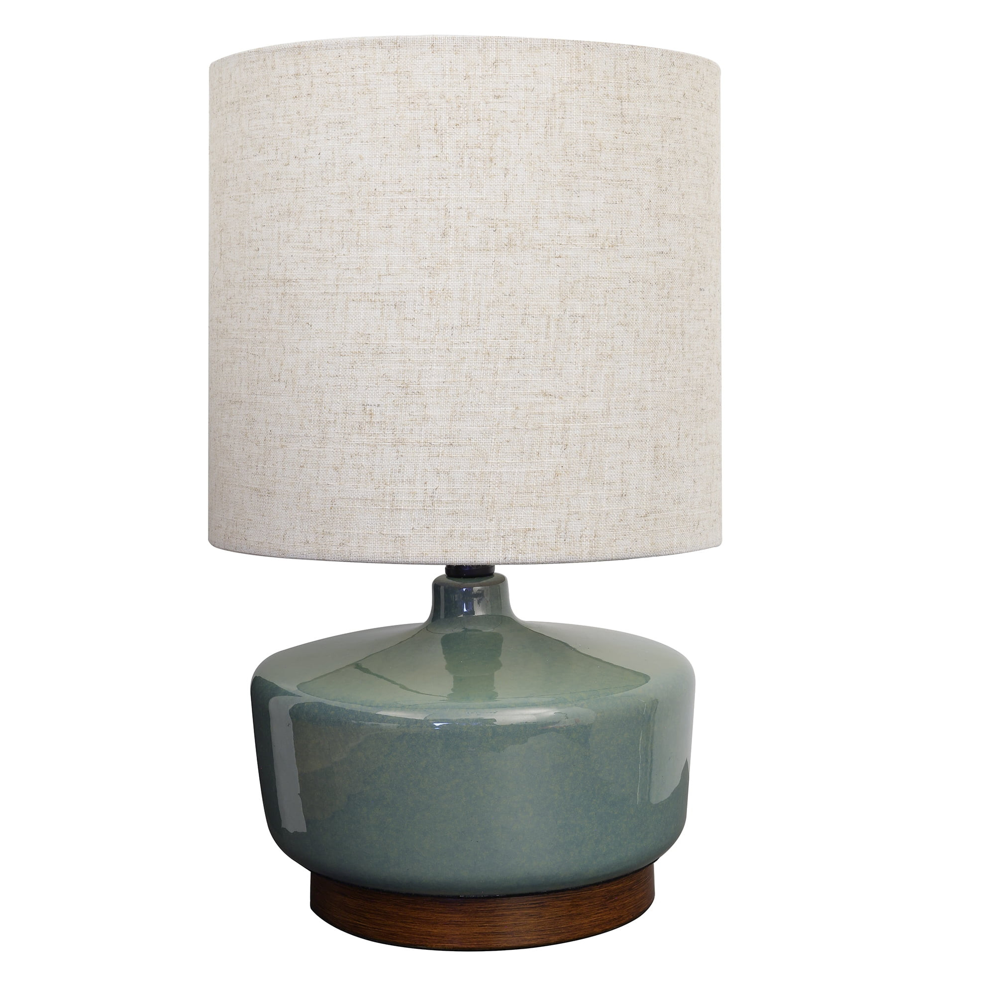 Better Homes & Gardens 17" Tall Modern Mid-Century Ceramic Table Lamp with Wood Base | Walmart (US)