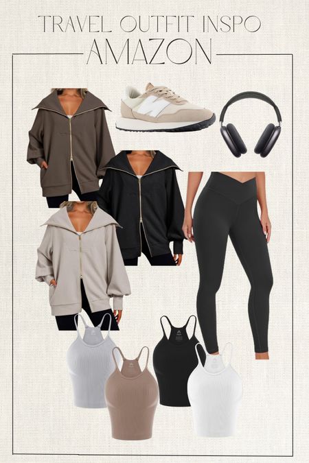 Comfortable Travel Outfit Inspo From Amazon
—
Cozy wear, fall fashion, travel ootd, outfit inspiration, cross over leggings, comfy, free people dupe, apple AirPod max, new balance, affordable 

#LTKtravel #LTKfitness #LTKstyletip