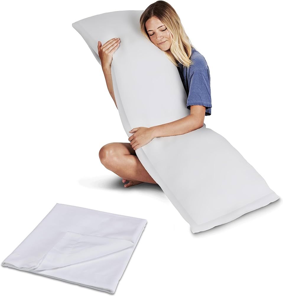 Snuggle-Pedic Body Pillow for Adults w/White Pillowcase- Pregnancy Pillows w/Shredded Memory Foam... | Amazon (US)