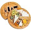 Bamboo Cheese Board With Cutlery Set - Bamboo Cheese Board Set With Slide Out Drawer - Bamboo Che... | Amazon (US)