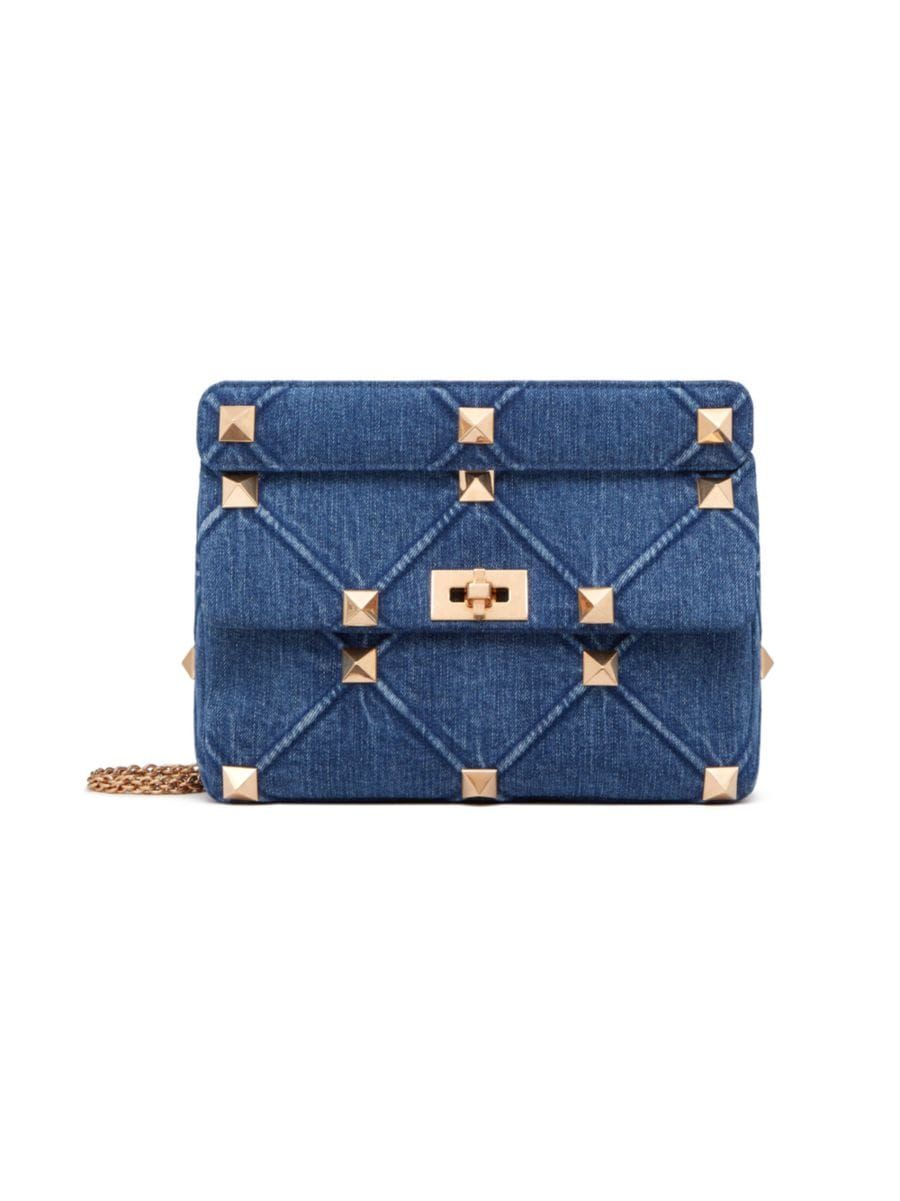 Large Roman Stud The Shoulder Bag In Denim With Chain | Saks Fifth Avenue