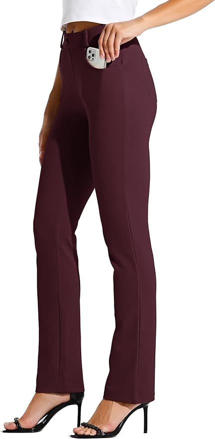 Willit Women's Yoga Dress Pants 29"/31"/33" Straight Leg Stretchy Office Yoga Work Slacks with 4 ... | Amazon (US)
