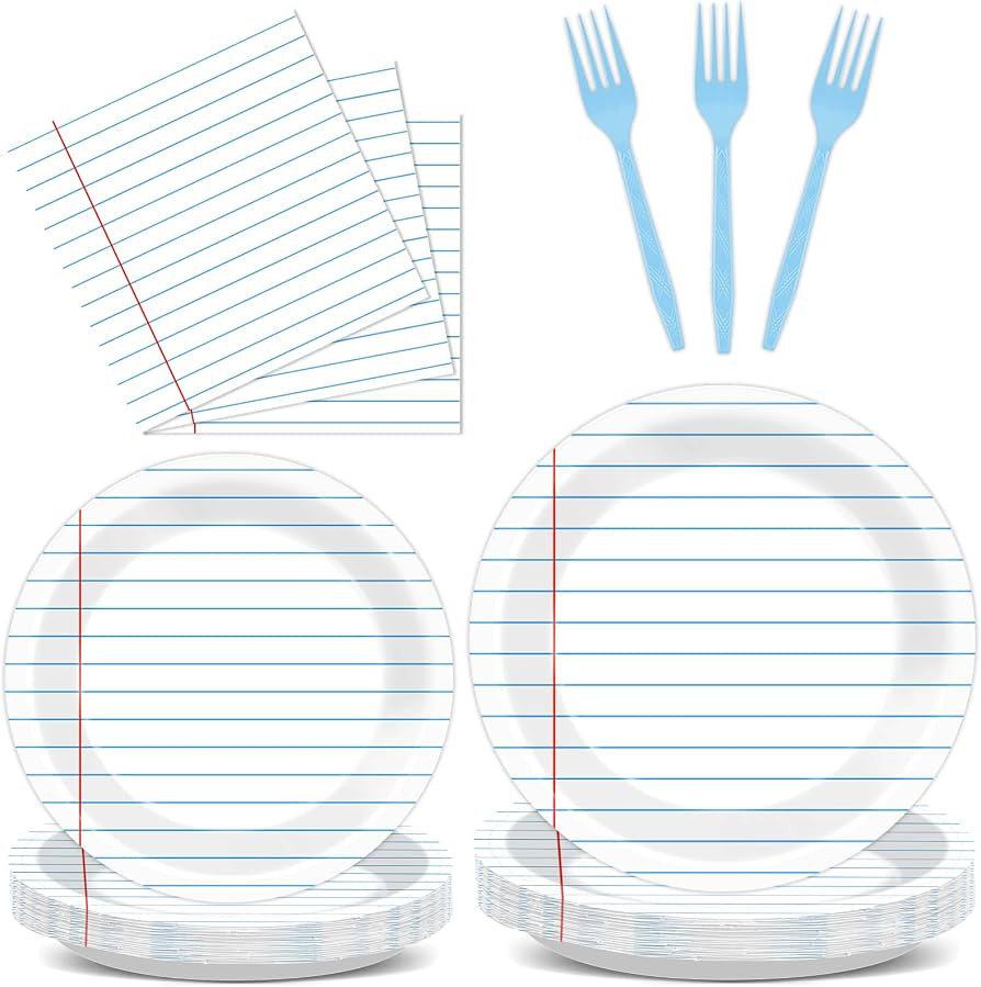 96Pcs Back to School Party Decorations Paper Handwriting Notebook Tableware First Day of School P... | Amazon (US)