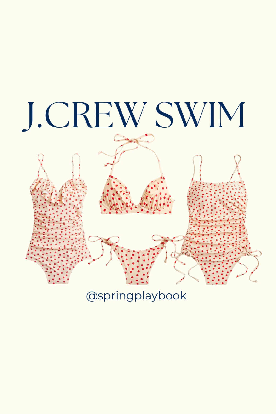 Cream & Red polkadot swim from J.Crew. 

#createdcolorful #createdcolorfulspring #hocspring #tcispring #pcaspring #lightspring #warmspring #truespring #brightspring #clearspring #paintboxspring #bluespring

#LTKswim #LTKfindsunder100 #LTKtravel