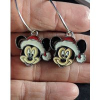 Santa Mickey Mouse Hoop Earrings | Etsy (US)