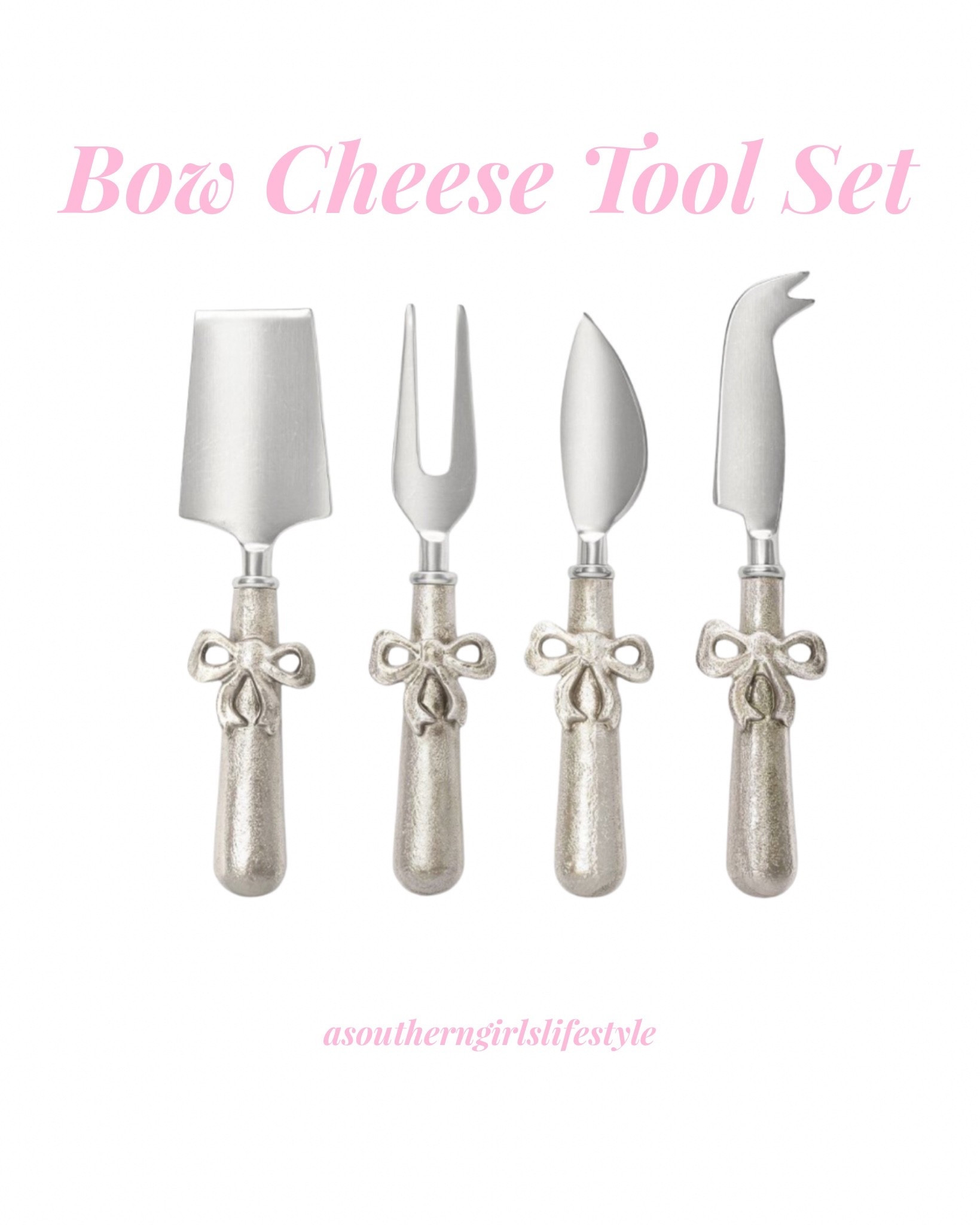 Stunner! 4 Piece Silver Bow Cheese Tool Set for $15! 

Great Housewarming or part of a Wedding Gift!

Home Decor. Kitchen. Valentines Day Decor. Valentine’s Day

#LTKFindsUnder50 #LTKHome #LTKSeasonal