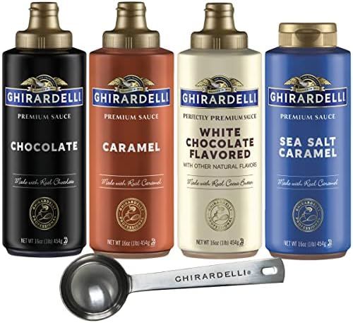 Ghirardelli Chocolate, Caramel, White Chocolate and Sea Salt Caramel Flavored Sauce 16 oz Bottles... | Amazon (US)