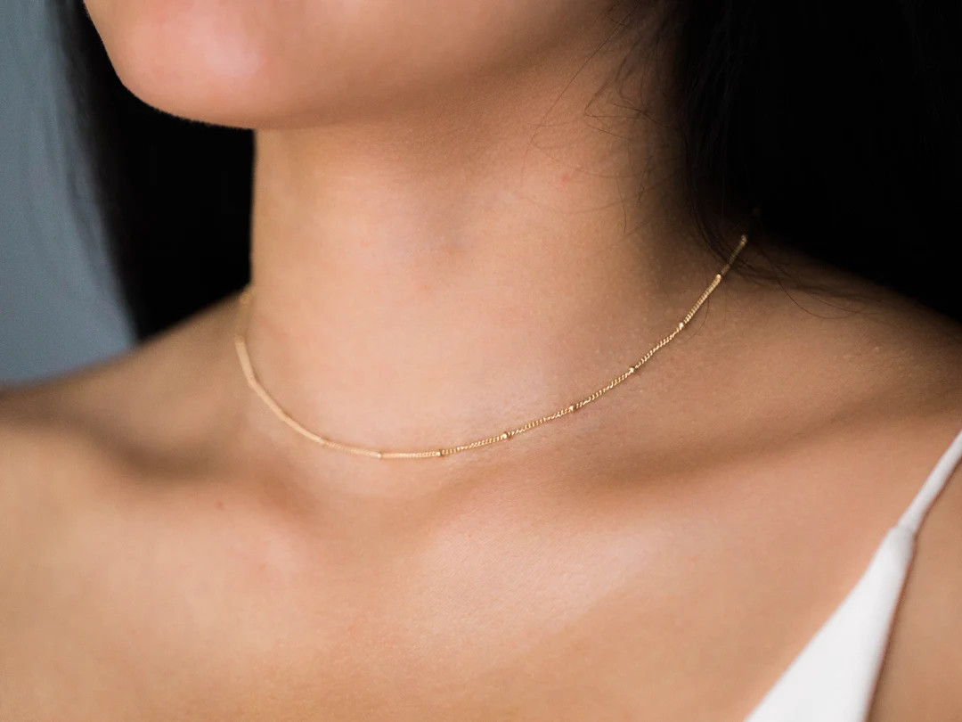 Satellite Chain Necklace / Beaded Chain Necklace / Gold Satellite Necklace / Silver Satellite Cho... | Etsy (US)