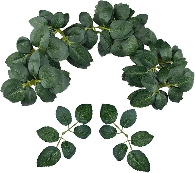 Meiliy 60pcs Bulk Rose Leaves Artificial Greenery Fake Rose Flower Leaves for DIY Wedding Bouquet... | Amazon (US)