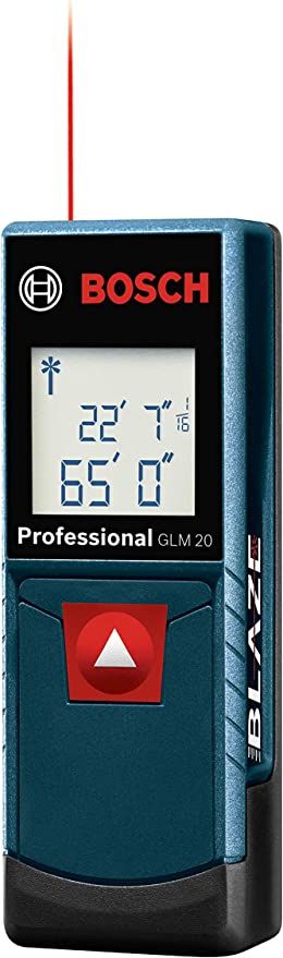 BOSCH GLM20 Blaze 65ft Laser Distance Measure With Real Time Measuring,Blue | Amazon (US)