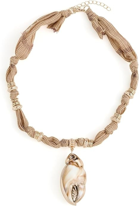 ADINA EDEN Women's Silk Knot Shell Pendant Necklace | Amazon (US)