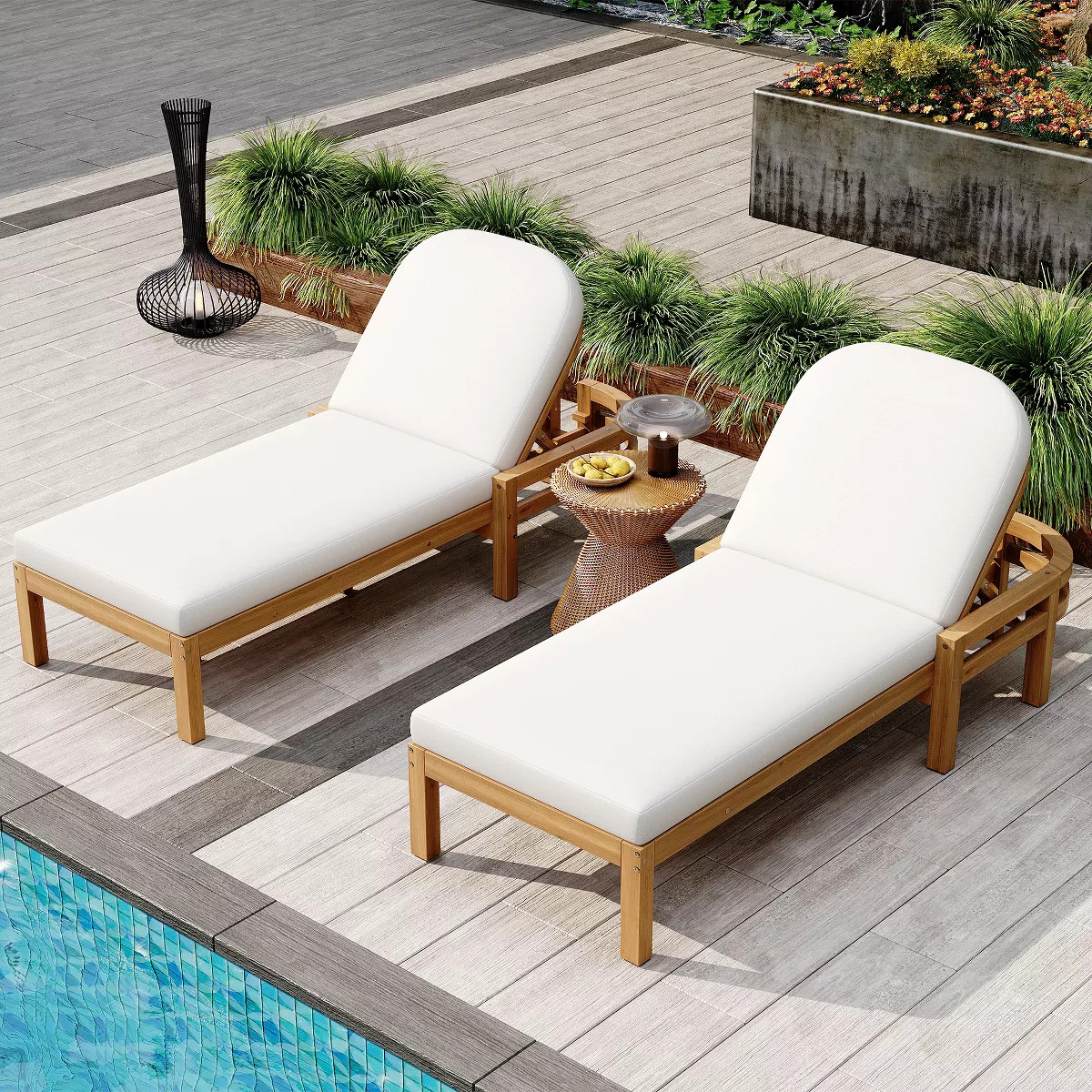 ModernLuxe 2pcs Outdoor Arched Chaise Lounge, 5-Position Adjustable Recliner Patio Sun Lounger wi... | Target