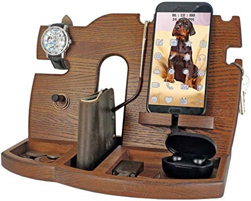 BarvA Wood Docking Station Tray Cell Phone Smartwatch Holder Men Charging Accessory Nightstand Fathe | Amazon (US)