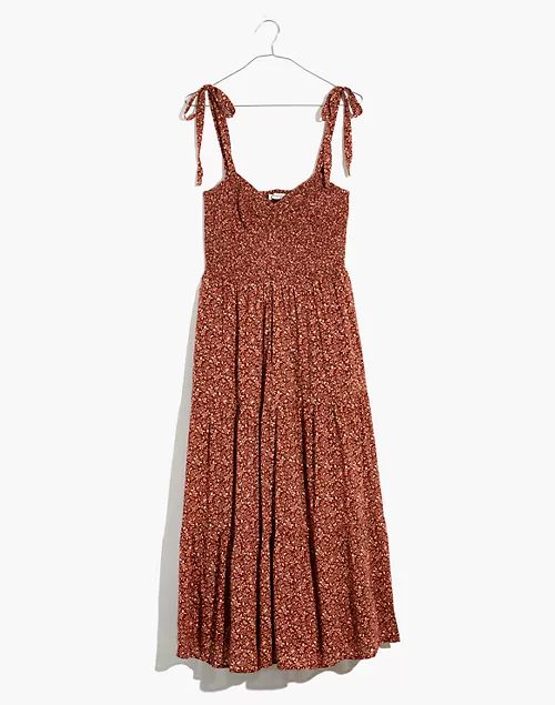 Lucie Tie-Strap Tiered Midi Dress in Florentine Floral | Madewell