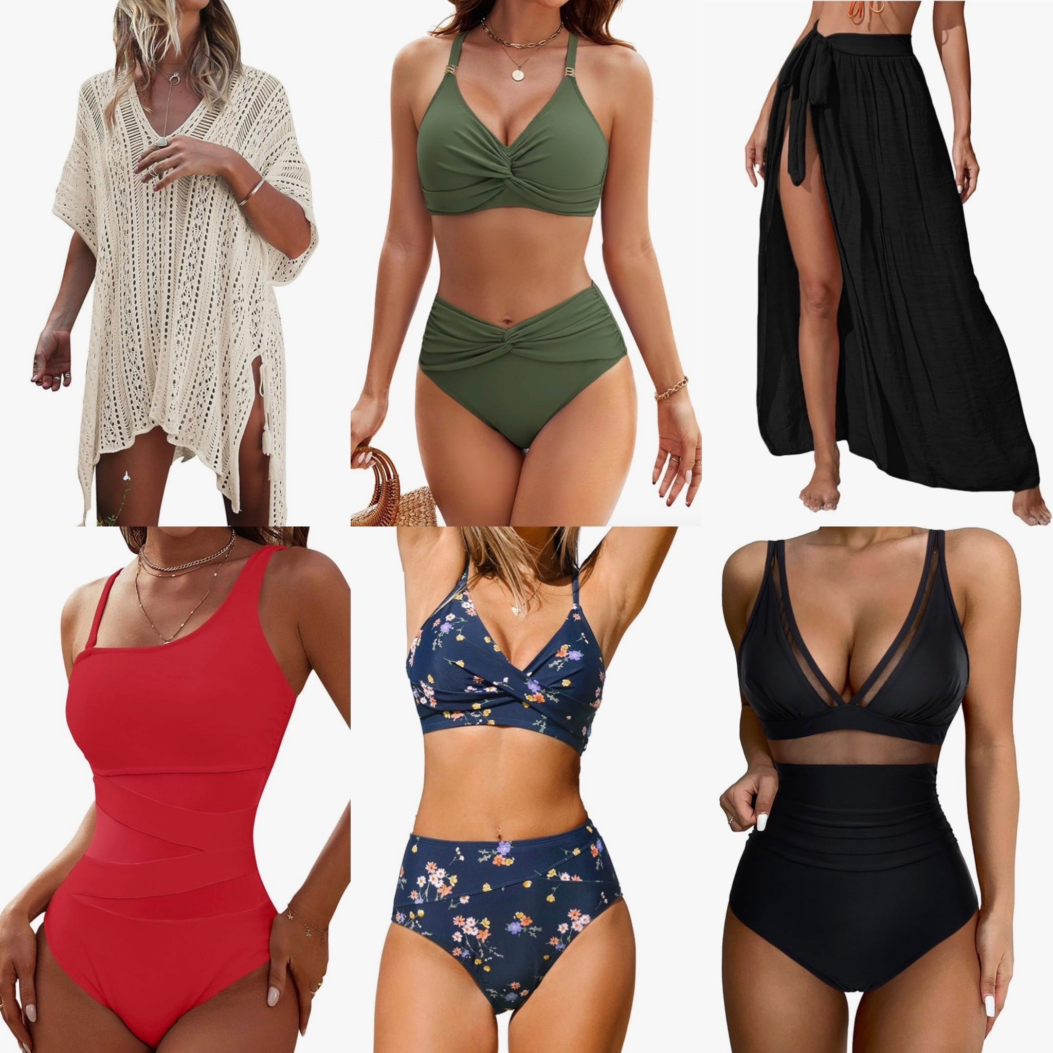 Amazon swimsuit haul! Ordered an xl in all the swimsuits! Trying some 2 pieces this year!  Large swimsuit skirt cover. One size fits all crochet coverup fave  

#LTKOver40 #LTKSeasonal #LTKMidsize