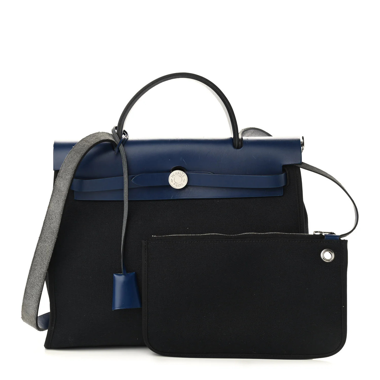 HERMES Vache Hunter Toile Herbag Zip 31 PM Bleu Saphir Black | FASHIONPHILE | Fashionphile