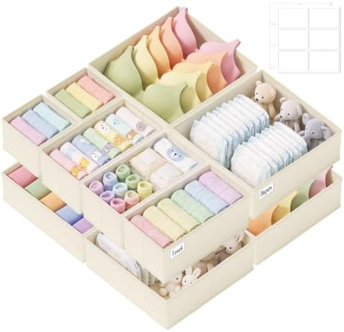 Drawer Organizer Clothes 10 Pack Washable Fabric Closet Storage Bins Flat Bottom Board Dresser Di... | Amazon (US)