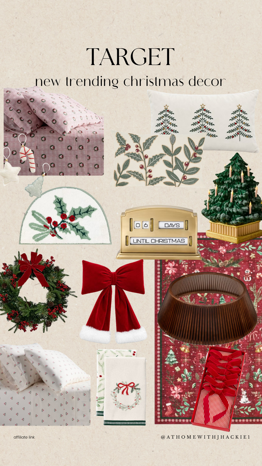 Target Christmas decor, Target Christmas finds, new Target Christmas decor, trending Christmas decor, Christmas decor 2026, holiday home decor, Target holiday finds, traditional Christmas decor, vintage Christmas decor, cozy Christmas decor, red and green Christmas decor, Christmas bedding, Christmas throw pillows, Christmas wreath, velvet Christmas bow, Christmas tree collar, Christmas kitchen towels, Christmas countdown decor, Christmas candle holder, holly Christmas decor, nostalgic Christmas decor, classic Christmas aesthetic, affordable Christmas decor, Target home decor, holiday decorating inspiration, Christmas bedroom decor

#LTKSeasonal #LTKHome