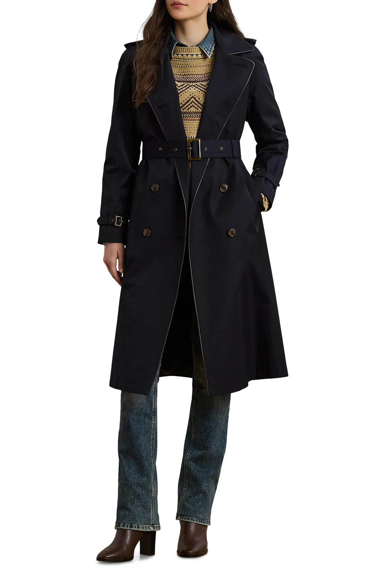 Lauren Ralph Lauren Double Breasted Belted Rain Coat | Nordstrom | Nordstrom