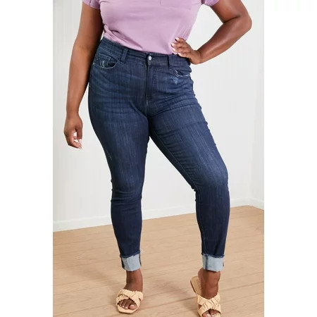 Judy Blue Sadie Full Size Cuffed Skinny Jeans | Walmart (US)