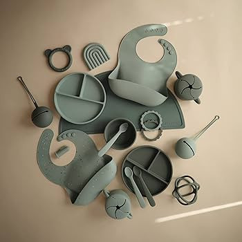 mushie Silicone Baby Bib | Adjustable Fit Waterproof Bibs (Cambridge Blue) | Amazon (US)