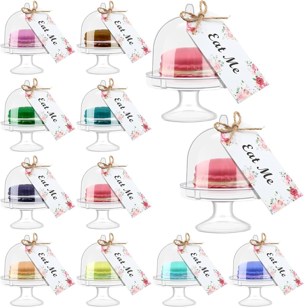 Maxcheck 12 Set Mini Cake Stand with Lid Plastic Cupcake Stand Plate Dome Cover Tea Party Cake Do... | Amazon (US)