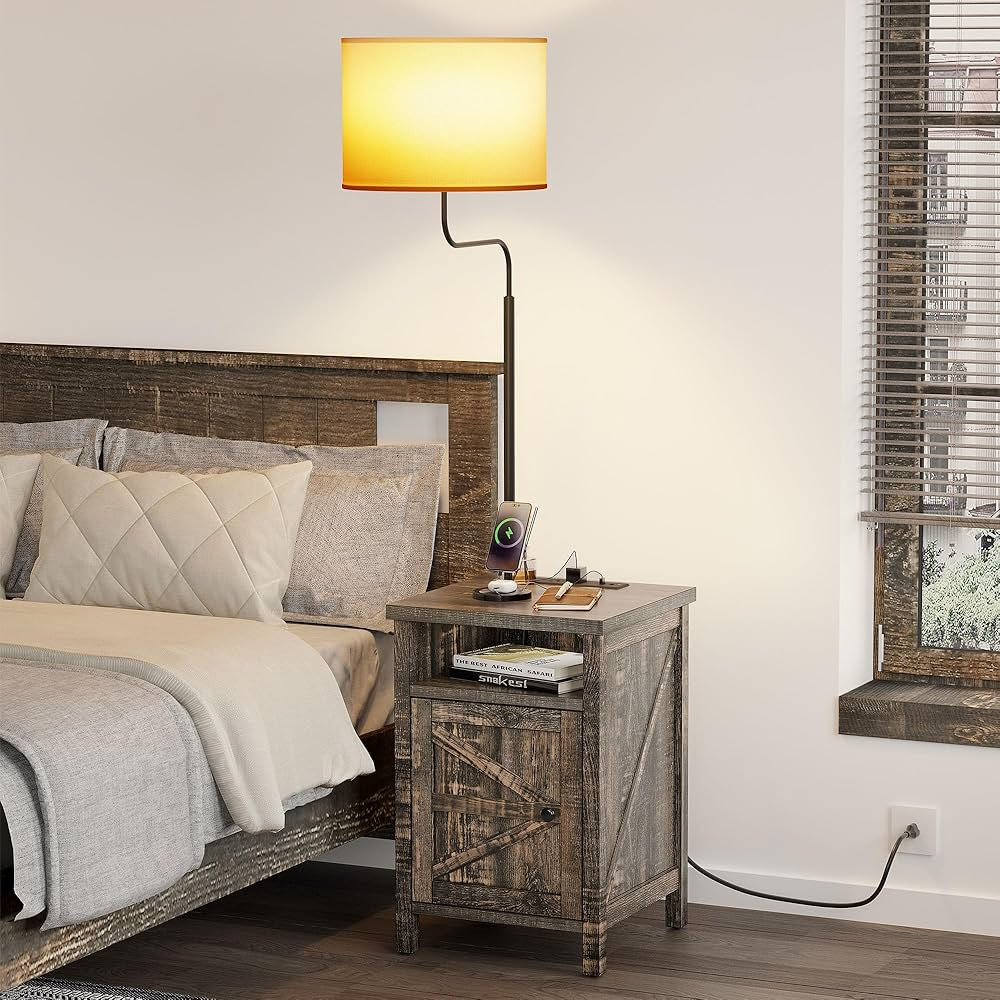 DWVO Floor Lamp with Table, Side Table Lamp with Outlets and USB Ports, 3-Color Temperature Table... | Amazon (US)