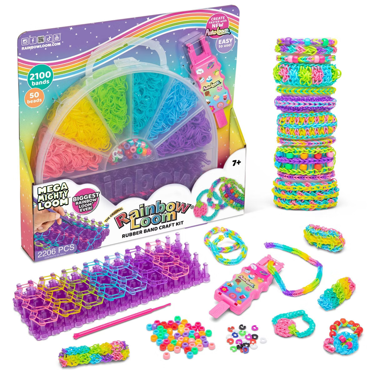 Rainbow Loom Mega Mighty Case Jewelry Kit: Craft Activity Set with Beads, Rubber Bands & Looms | Target