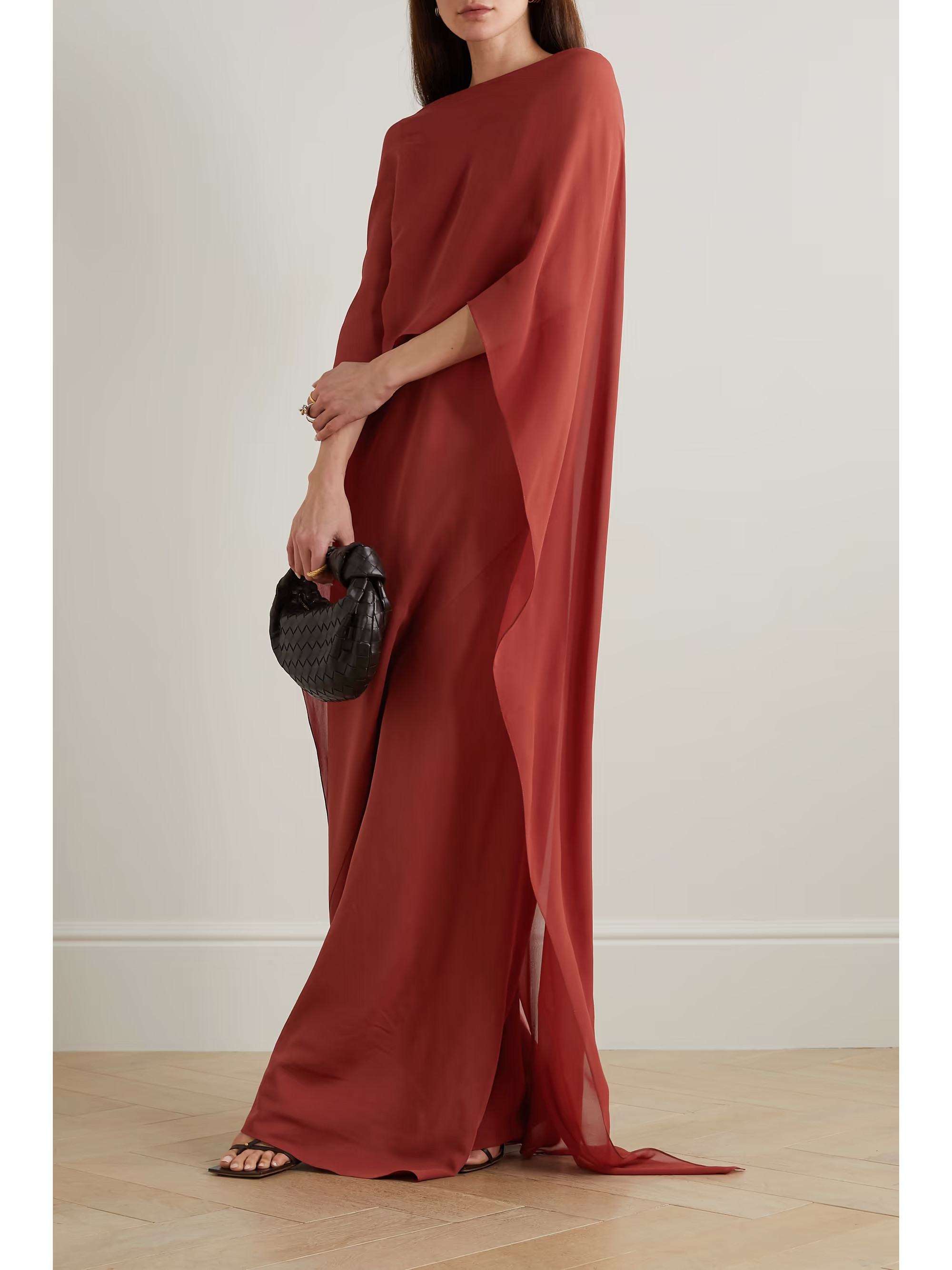 + NET SUSTAIN Luana cape-effect silk and chiffon gown | NET-A-PORTER (US)