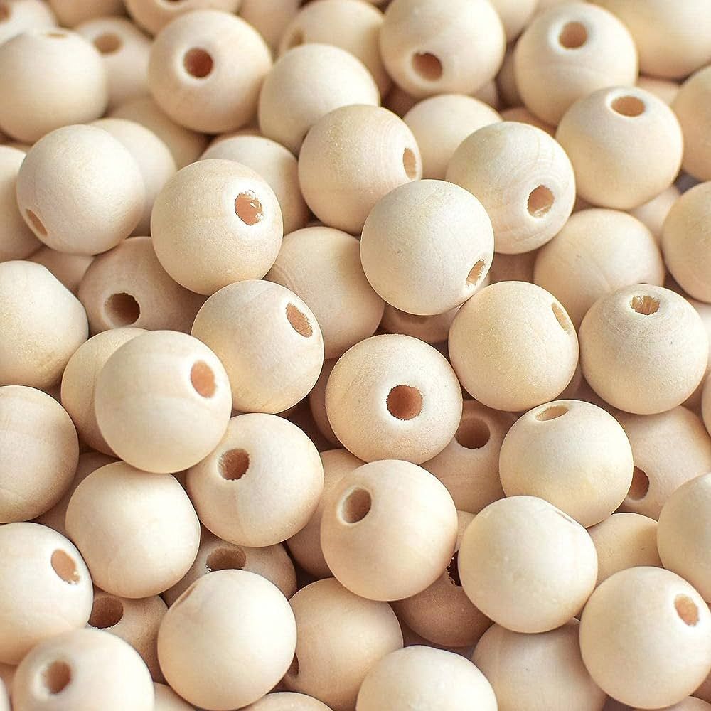 300pcs 20mm Wood Beads Natural Unfinished Round Wooden Loose Beads Wood Spacer Beads for Craft Ma... | Amazon (US)