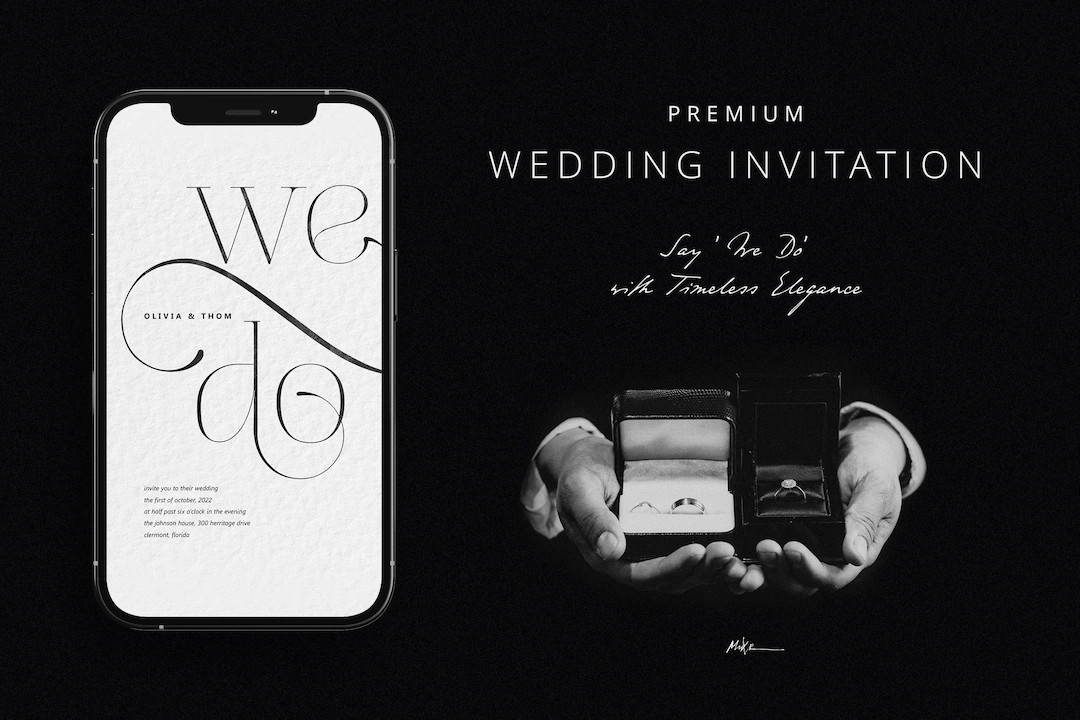 Wedding Video Invitation - Elegant Ink & Paper Design, Minimalist Wedding Vow, Formal RSVP, Perso... | Etsy (US)
