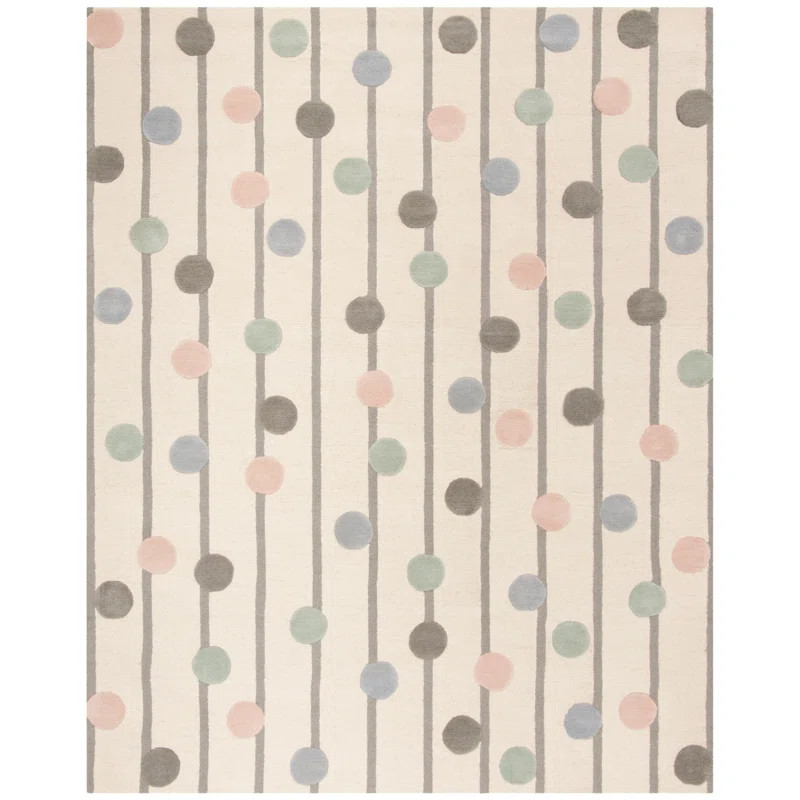 Polka Dots Handmade Tufted Wool Area Rug in Cream | Wayfair North America