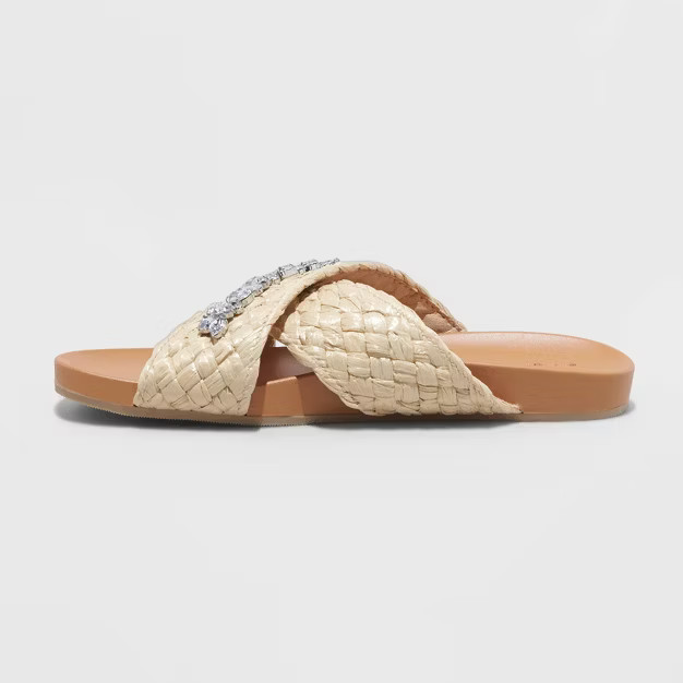 Women's Phylis Raffia Slide Sandals - A New Day™ | Target