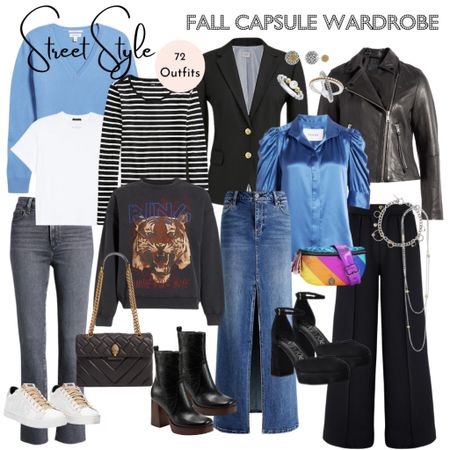 Fall Street Style Capsule 

1. Leather Jacket
2. Short Blazer
3. Pullover Swéater
4. Graphic Top
5. White Tee
6. Silky Top
7. Black & White Striped Top
8. Long Denim Skirt
9. Grey Jeans
10. Track Pants
11. Choker
12. Belt Bag or Quilted Bag
13.Sneakers
14. Platforms