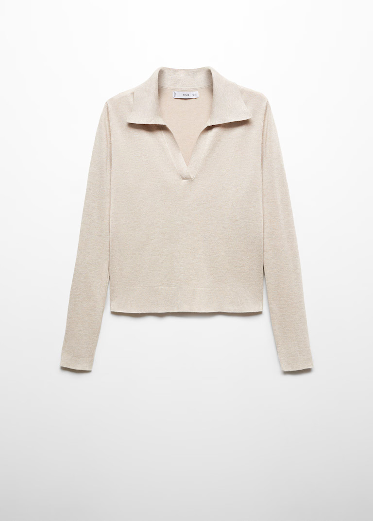 Knitted polo neck sweater - Woman | MANGO United Kingdom | MANGO (UK)