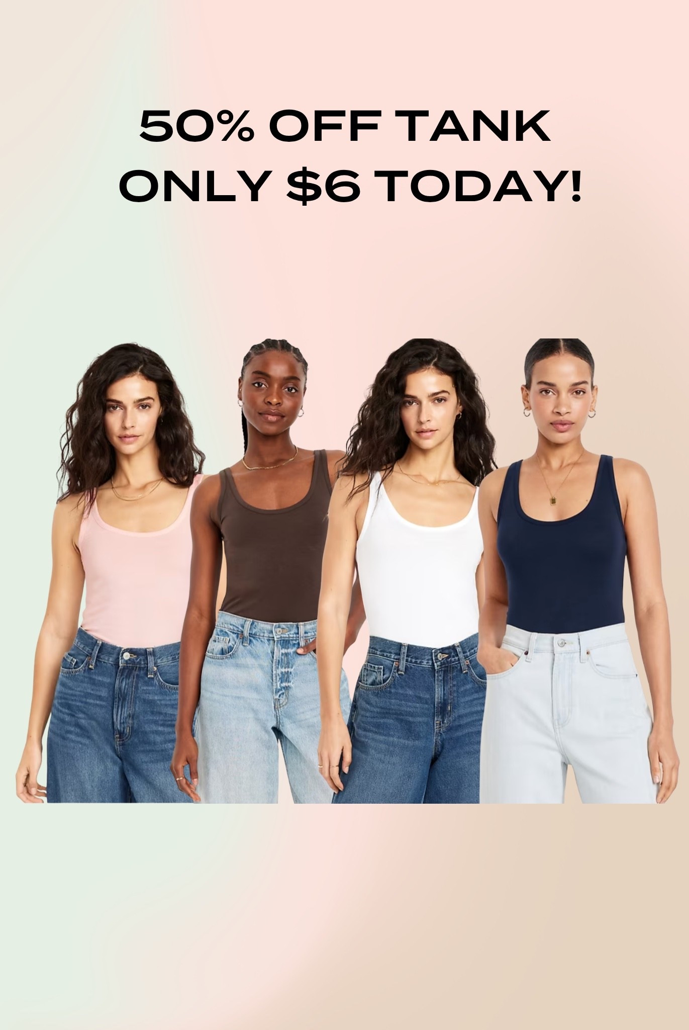 50% off Old Navy scoop neck tank! Only $6.50 👏🏾

#LTKSaleAlert #LTKgrwm #LTKootd
