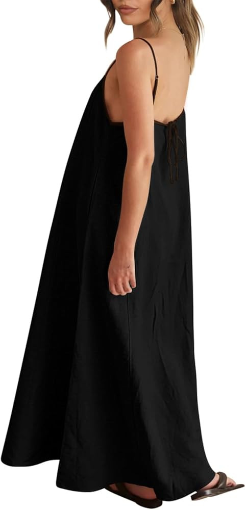 Senllen Summer Dresses for Women 2024 Adjustable Spaghetti Strap Contrast Backless Party Beach Lo... | Amazon (US)