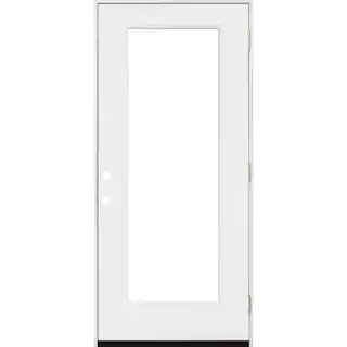 Steves & Sons 32 in. x 80 in. Legacy Full Lite Clear Glass Left Hand Outswing White Primed Fiberg... | The Home Depot