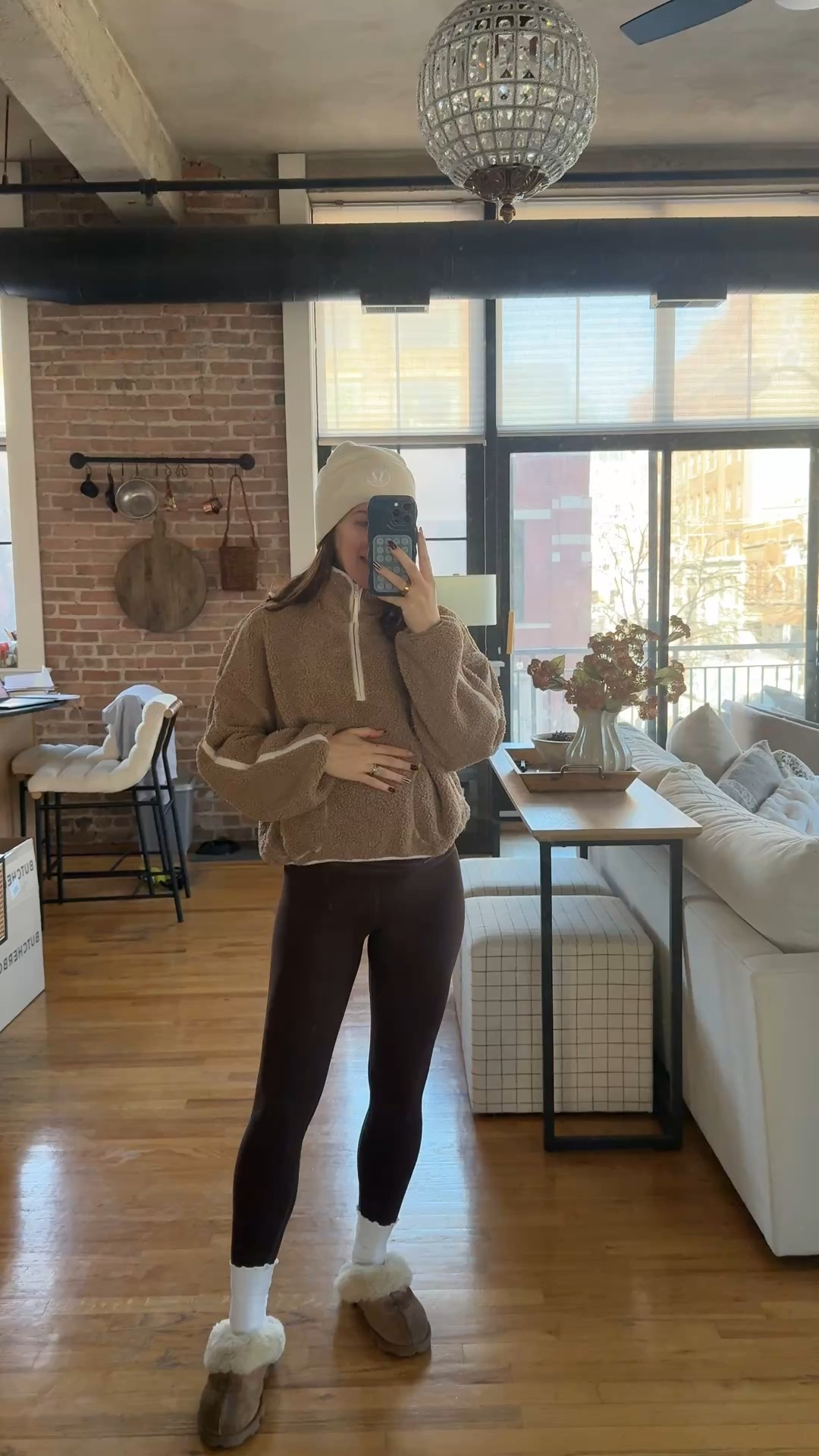 Pilates bump friendly outfit for the winter- wearing a medium in both the pullover and long sleeve top. C/d bra and 2 leggings. 

#LTKfitnessgoals #LTKBump #LTKActive