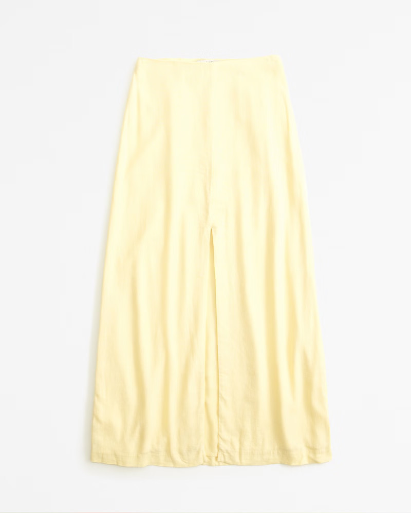 Linen-Blend Front-Slit Maxi Skirt | Abercrombie & Fitch (US)