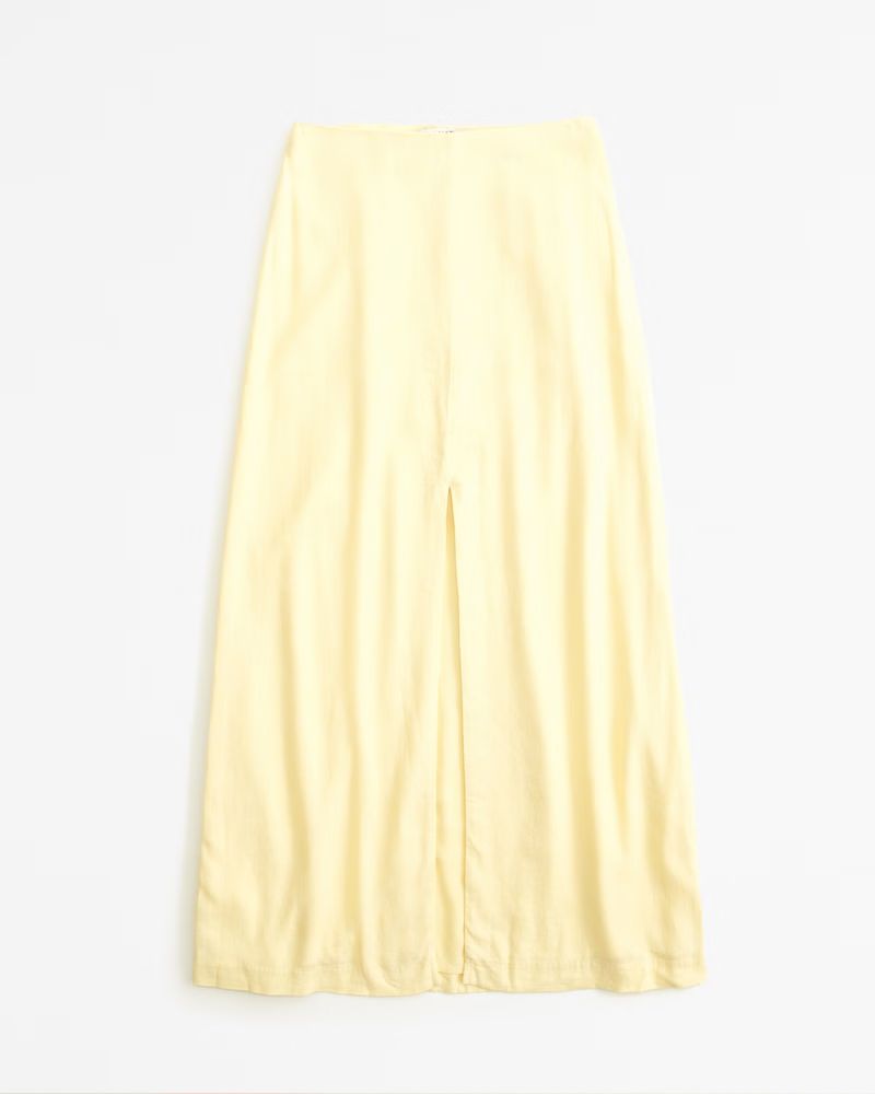 Women's Linen-Blend Front-Slit Maxi Skirt | Women's Clearance | Abercrombie.com | Abercrombie & Fitch (US)