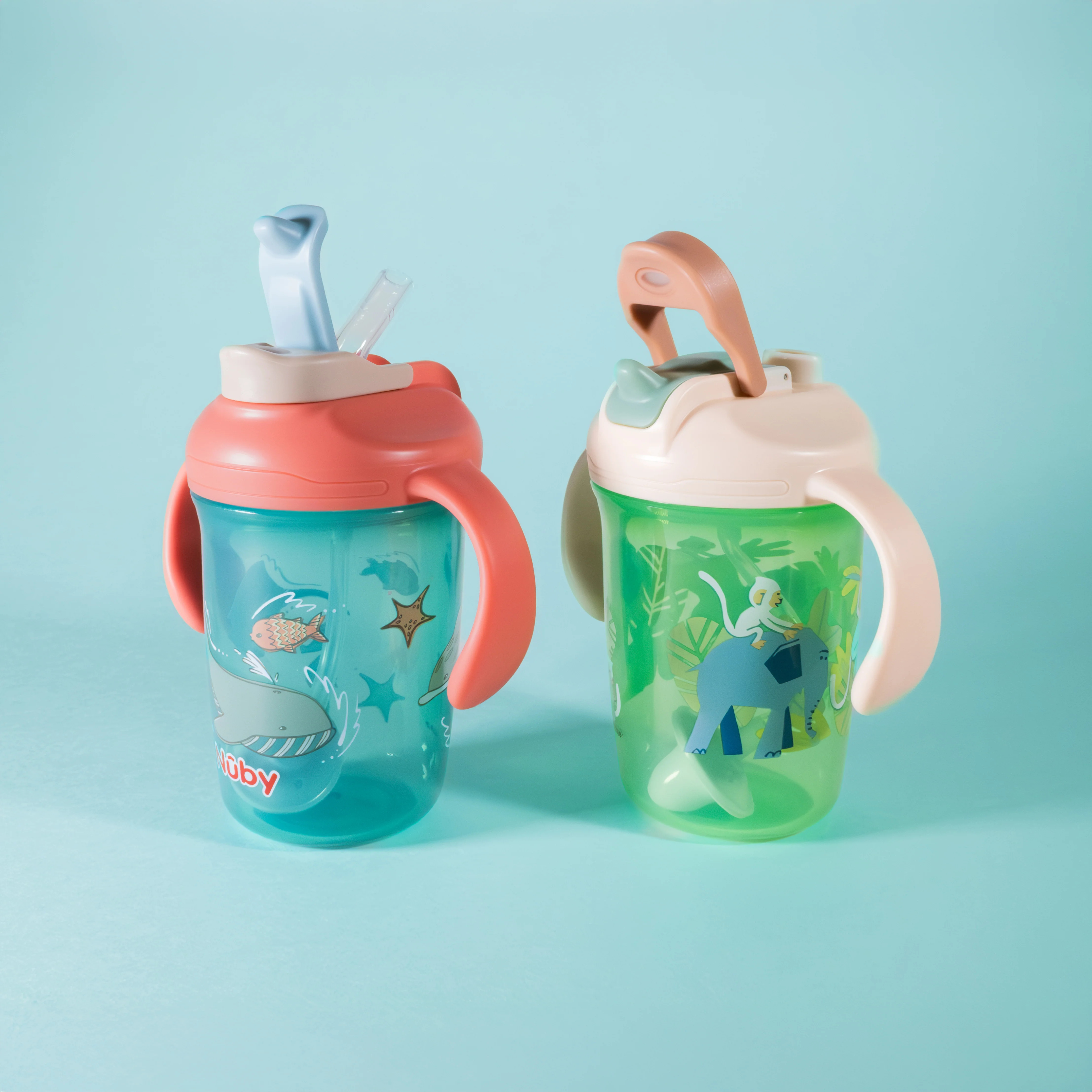 2-in-1 Toddler Cup (2 Pack) | Jungle & Ocean | Nuby (US)