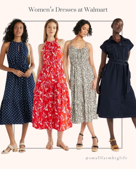 Women’s dresses at Walmart. Wedding guest dress. Spring dress. Summer dress. Graduation dress. Gathered poplin halter dress. Cross back dress with tiered skirt. Blue midi double cloth dress. Blue belted utility midi dress  

#LTKover40 #LTKstyletip #LTKfindsunder50