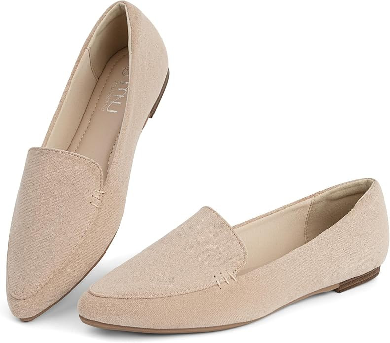 MUSSHOE Pointed Toe Flats for Women, Comfortable Business Casual Work Shoes, Slip On Loafers with... | Amazon (US)