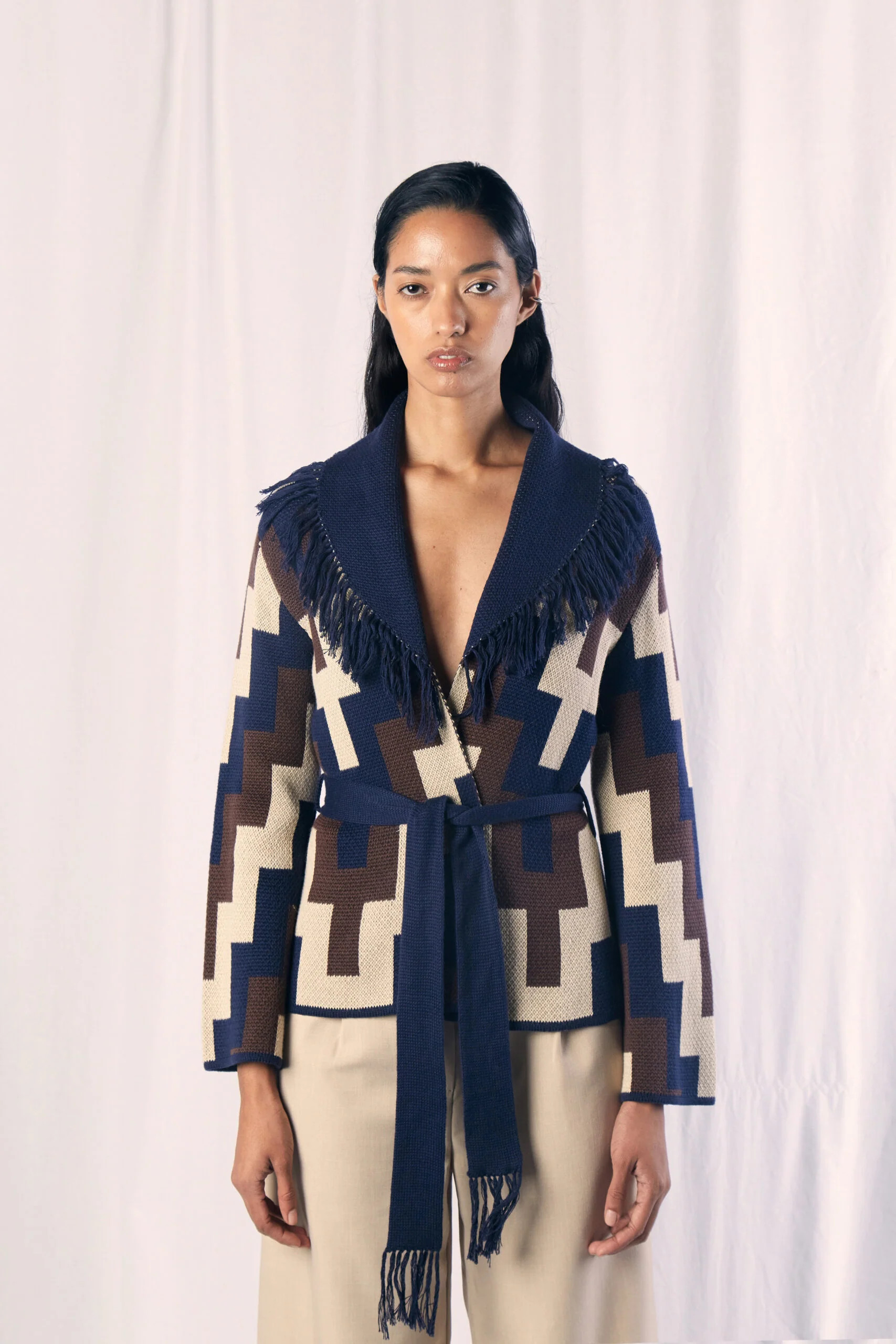 Escalera Belt Blue Cardigan by MUNA | Support HerStory