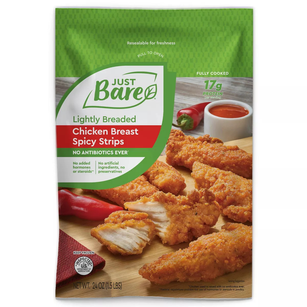 Just Bare Lightly Breaded Spicy Chicken Breast Strips - Frozen - 24oz | Target